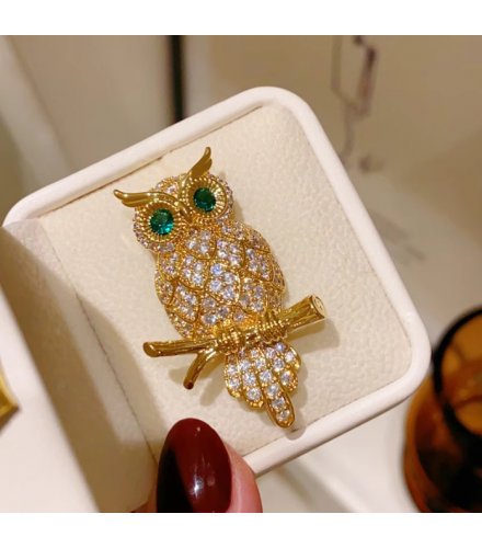 XSB146 - Golden Owl Saree Brooch